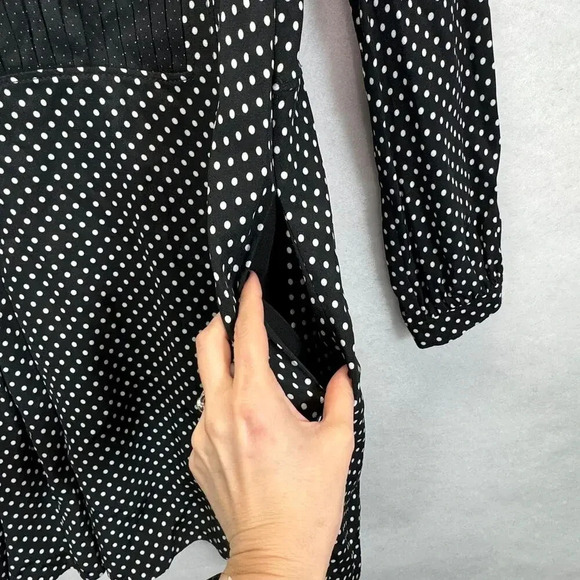 NWOT Coach Polka Dot Black White Pleated Knee Length Dress 2 Retro Vibes Preppy - Picture 6 of 8